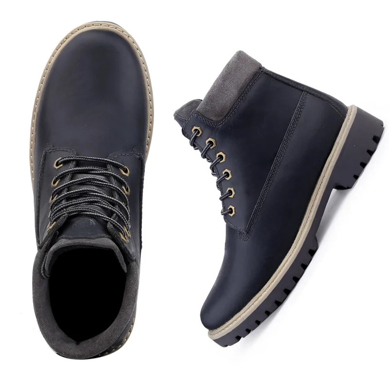 باكا بوتشي أحذية رجالية عالية من جلد طبيعي للمشي بكعب كتلة